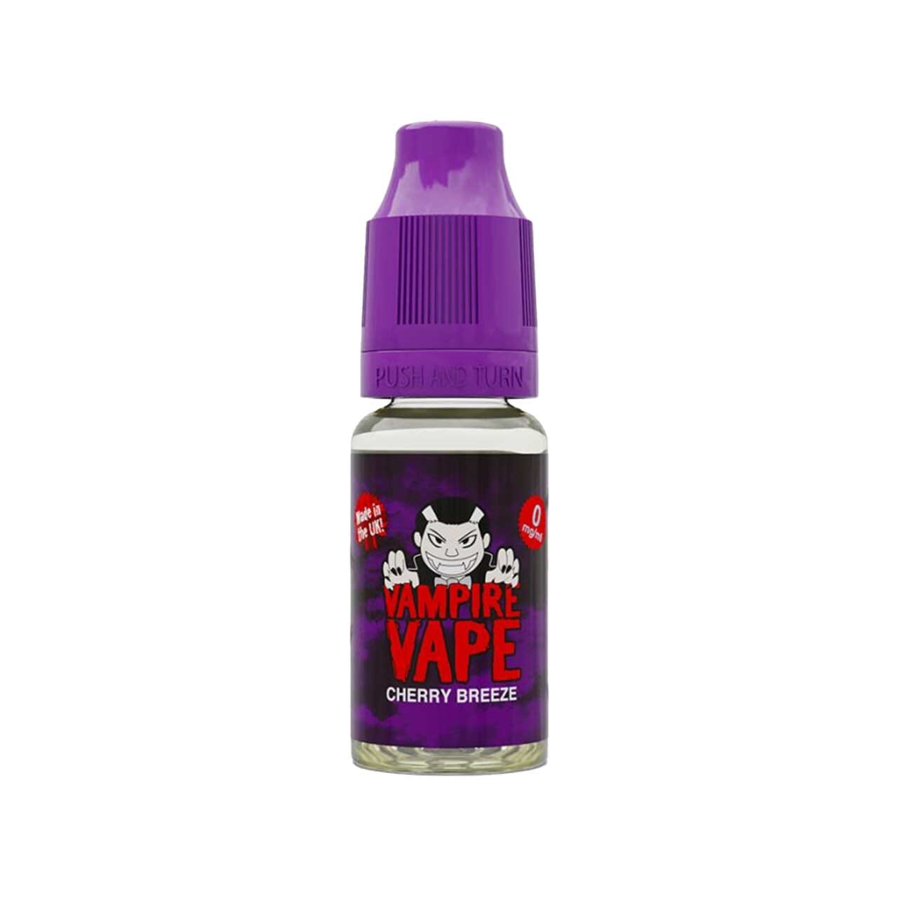 
                  
                    Vampire Vape Cherry Breeze e-liquid bottle with purple cap on a white background
                  
                