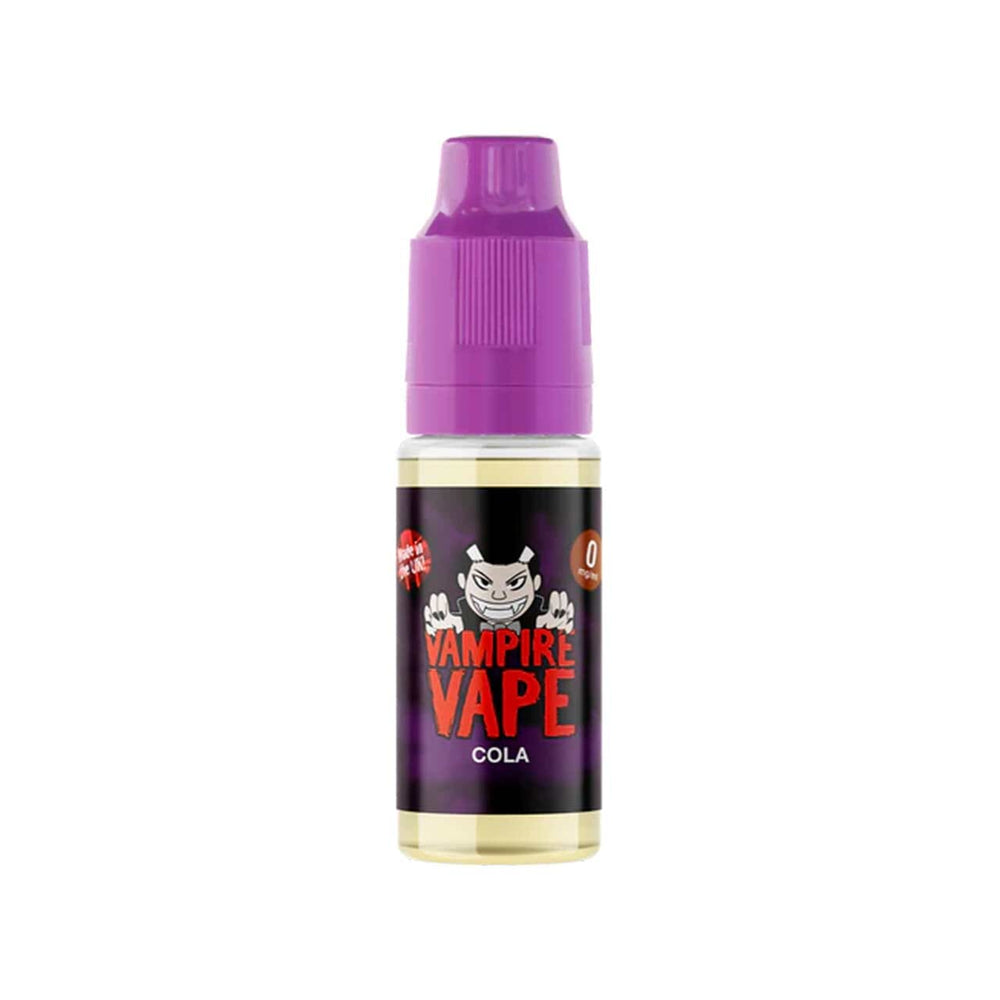 
                  
                    Vampire Vape Cola e-liquid bottle with purple cap on a white background
                  
                