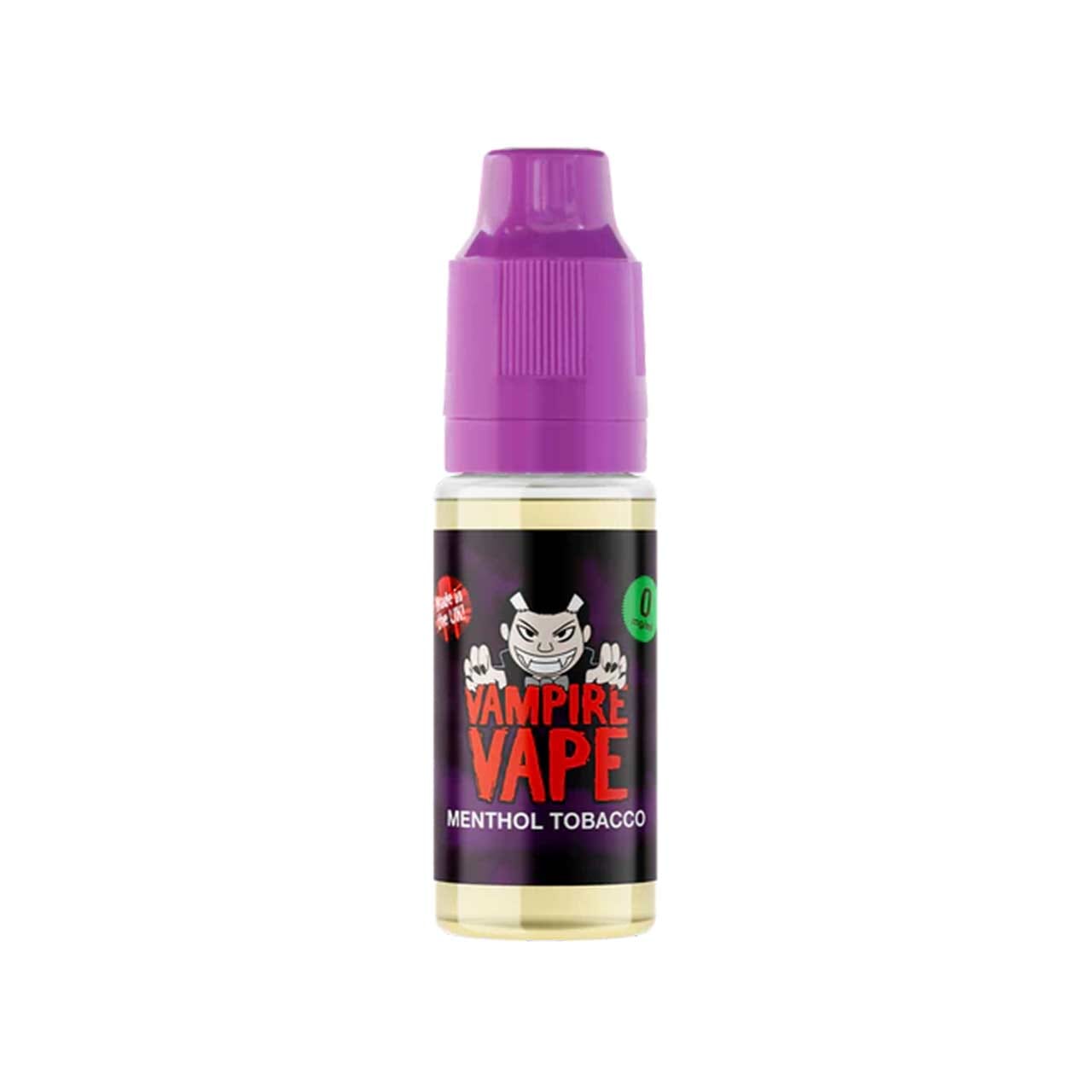 
                  
                    Vampire Vape Menthol Tobacco e-liquid bottle with purple cap on a white background
                  
                
