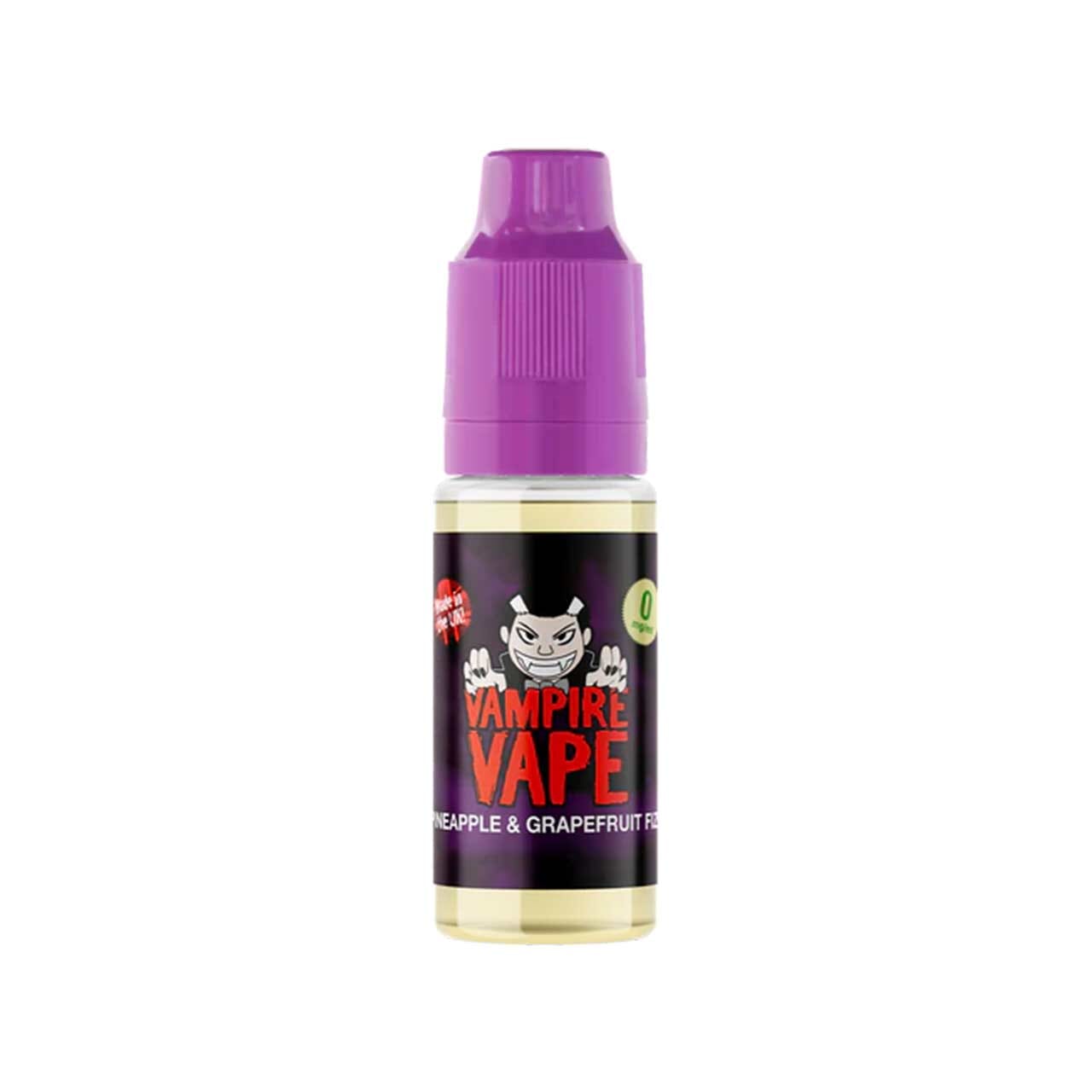 
                  
                    Vampire Vape Pineapple and Grapefruit Fizz vape juice bottle with purple cap on a white background
                  
                