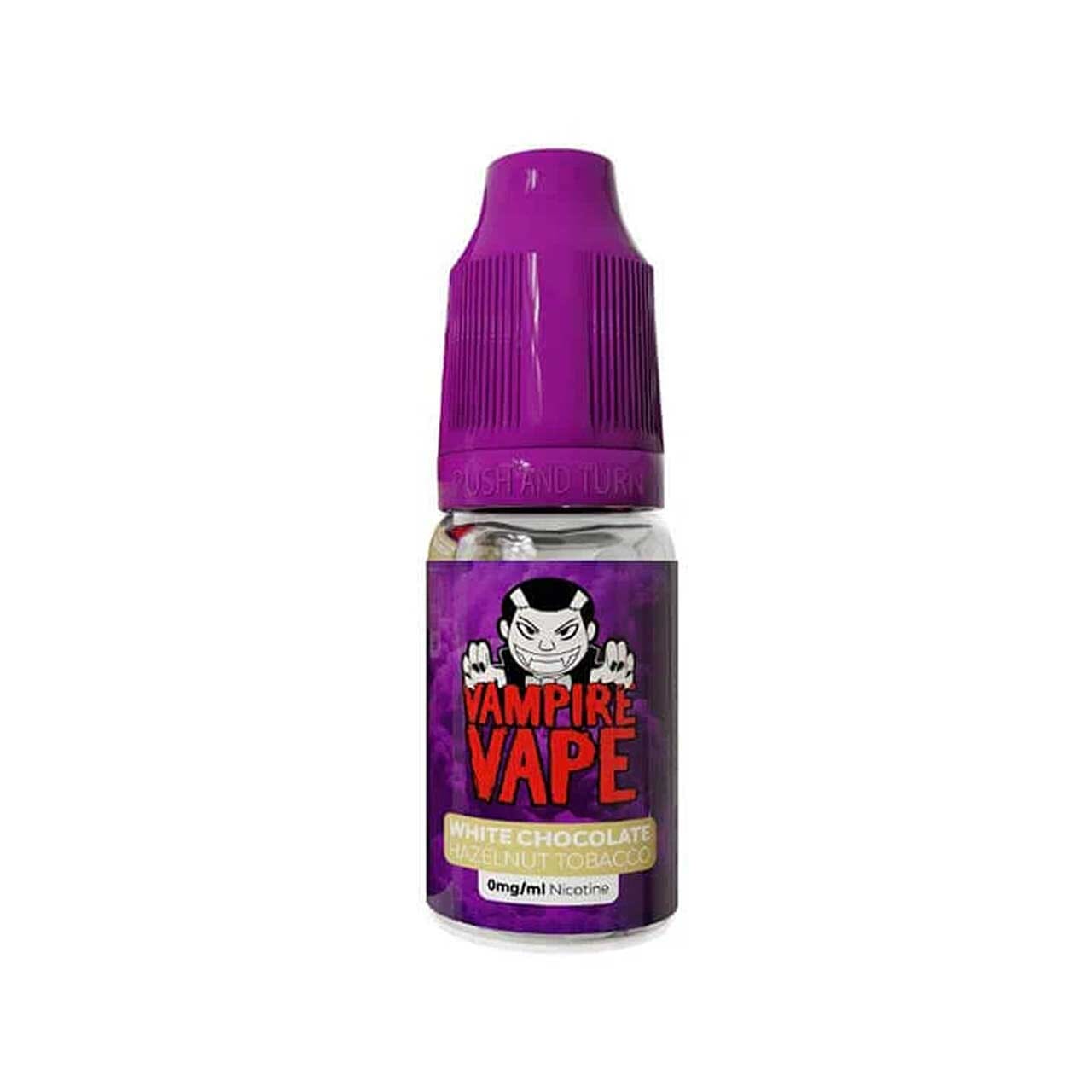 
                  
                    Vampire Vape White Chocolate Hazelnut Tobacco vape juice bottle with purple cap on a white background
                  
                