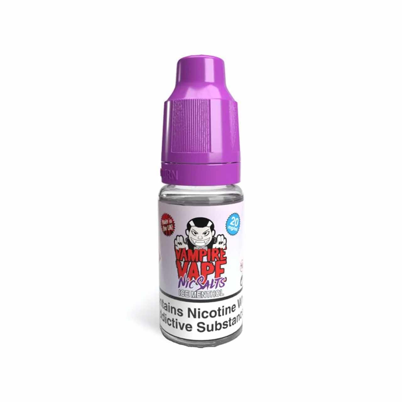 
                  
                    Vampire Vape nic salts ice menthol bottle white background
                  
                