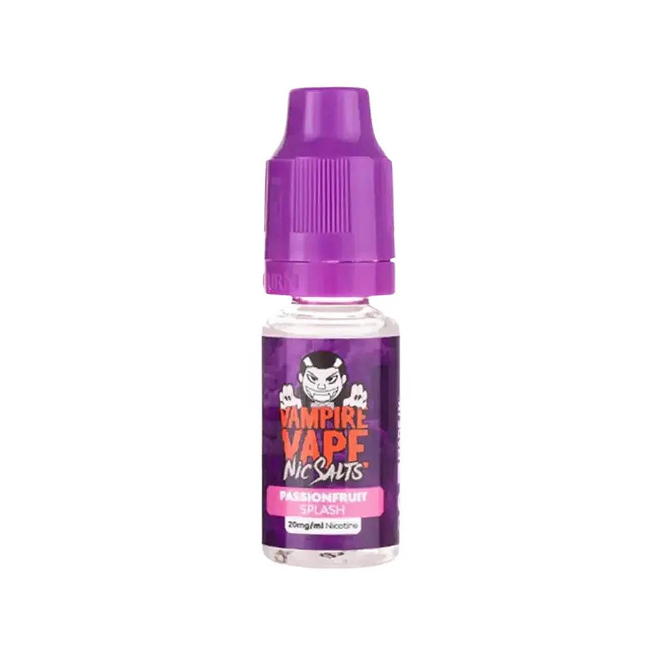 
                  
                    Vampire Vape nic salts passionfruit splash bottle white background
                  
                
