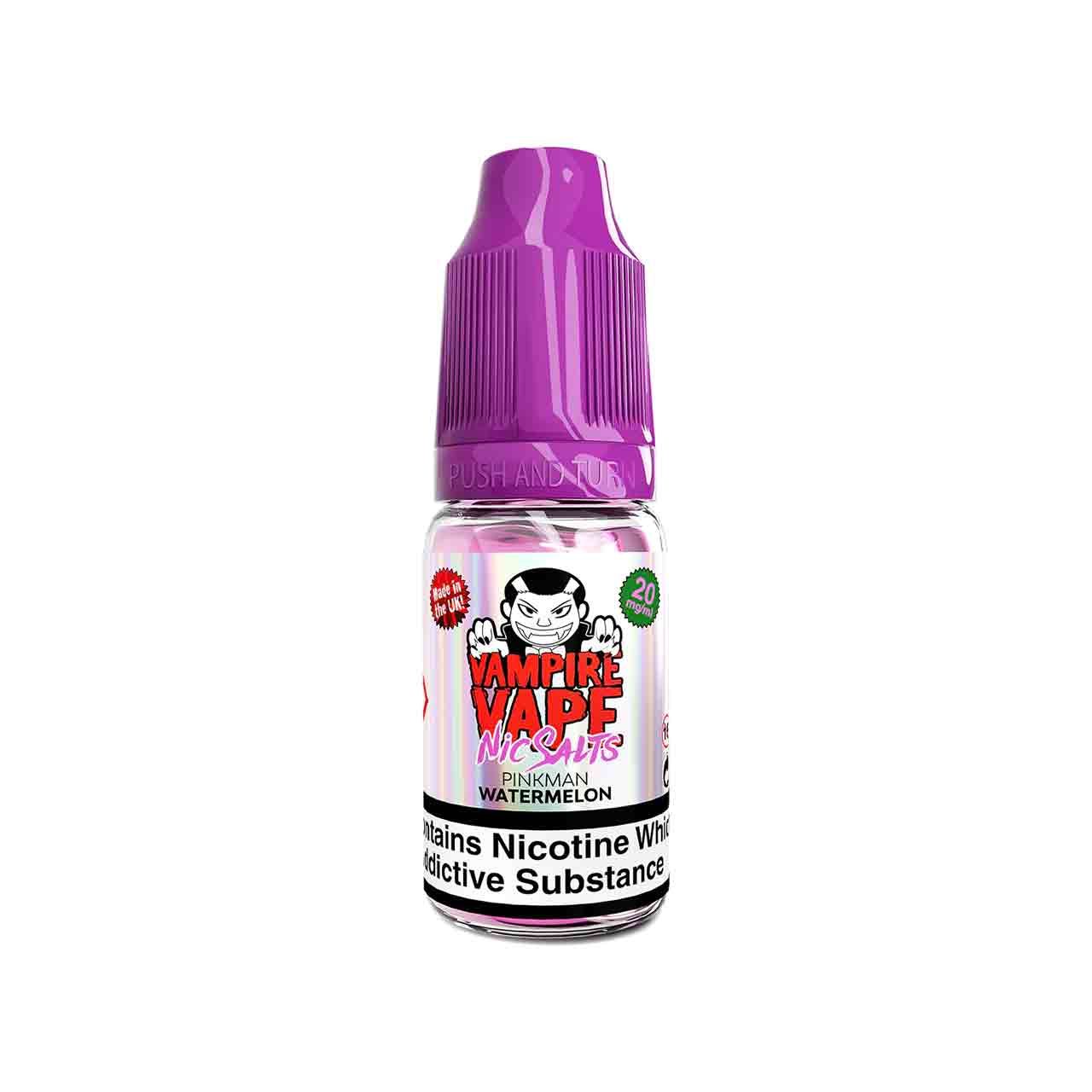 
                  
                    Vampire Vape nic salts pinkman watermelon bottle white background
                  
                