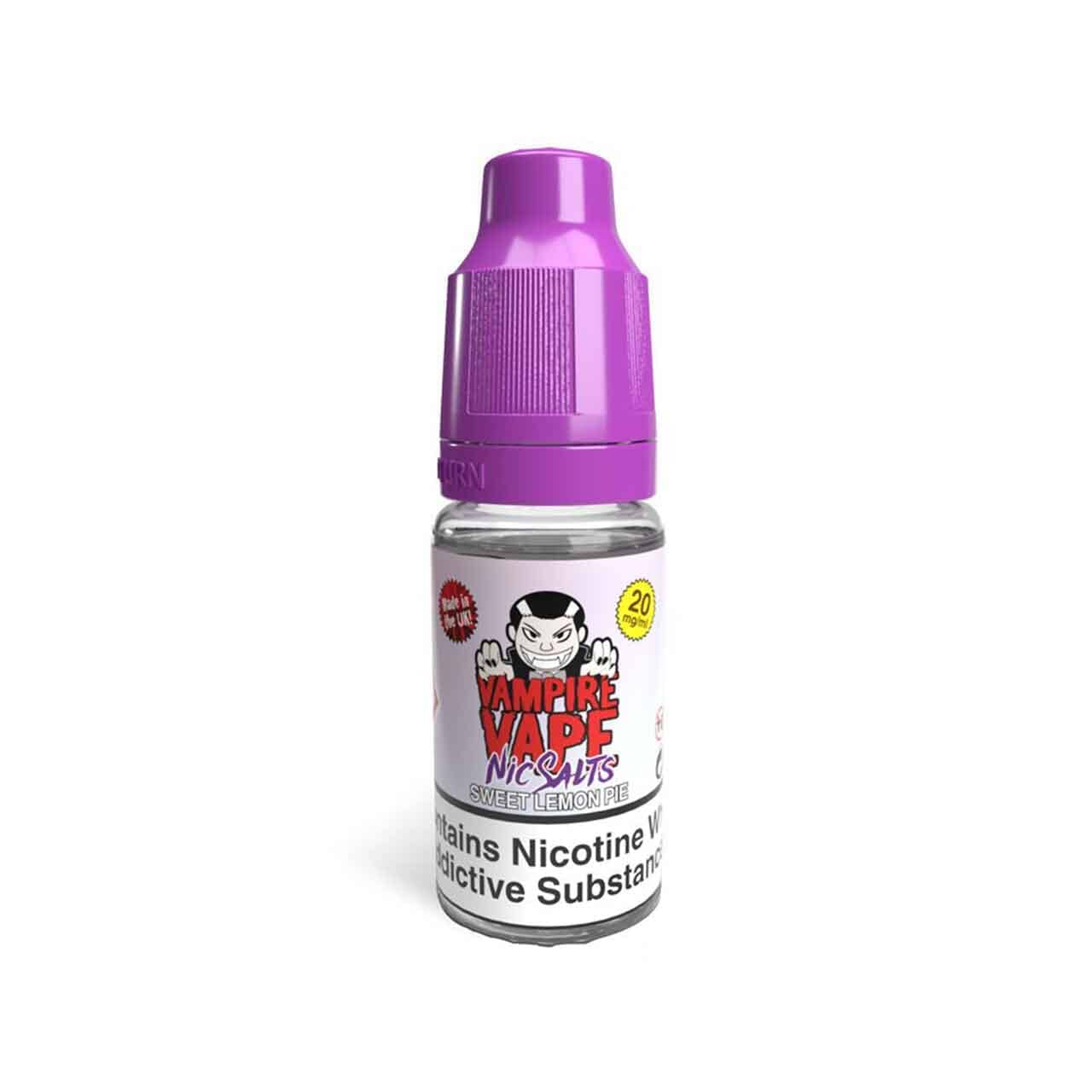 
                  
                    Vampire Vape nic salts sweet lemon pie bottle white background
                  
                