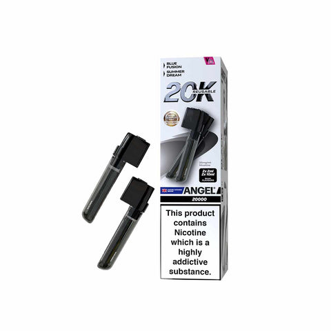 Vapes Bars Angel 20k black Edition pods with packaging on white background