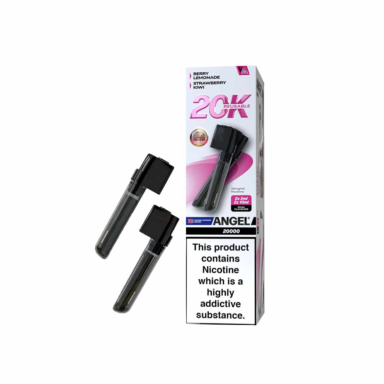 
                  
                    Vapes Bars Angel 20k pink Edition pods with packaging on white background
                  
                