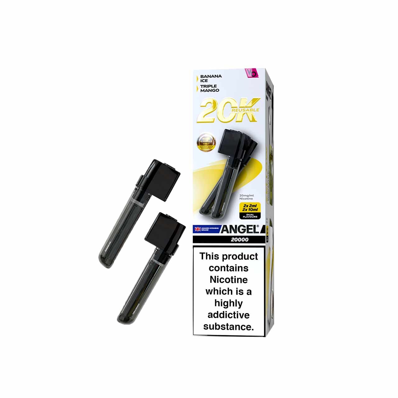 
                  
                    Vapes Bars Angel 20k yellow Edition pods with packaging on white background
                  
                