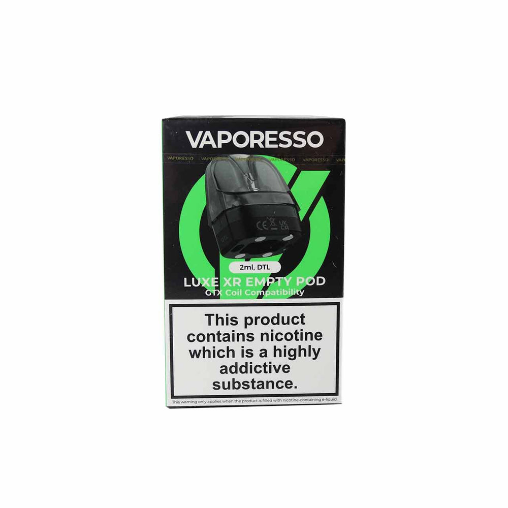 Vaporesso Luxe XR DTL Empty Pod packaging on a white background