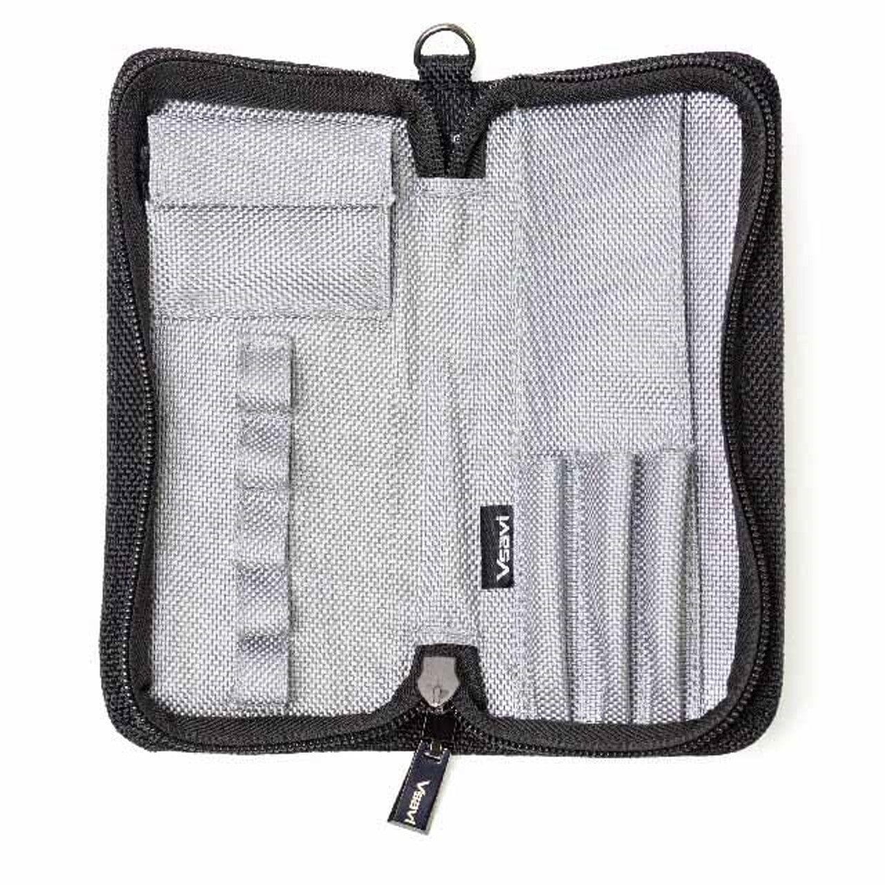 
                  
                    Gray travel organiser with black zipper on a white background
                  
                